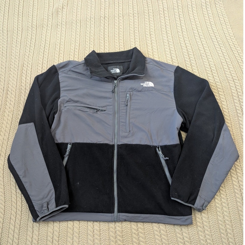 The North Face Denali Fleece Jacket Grey Black Full Zip Men's Medium - Picture 1 of 5
